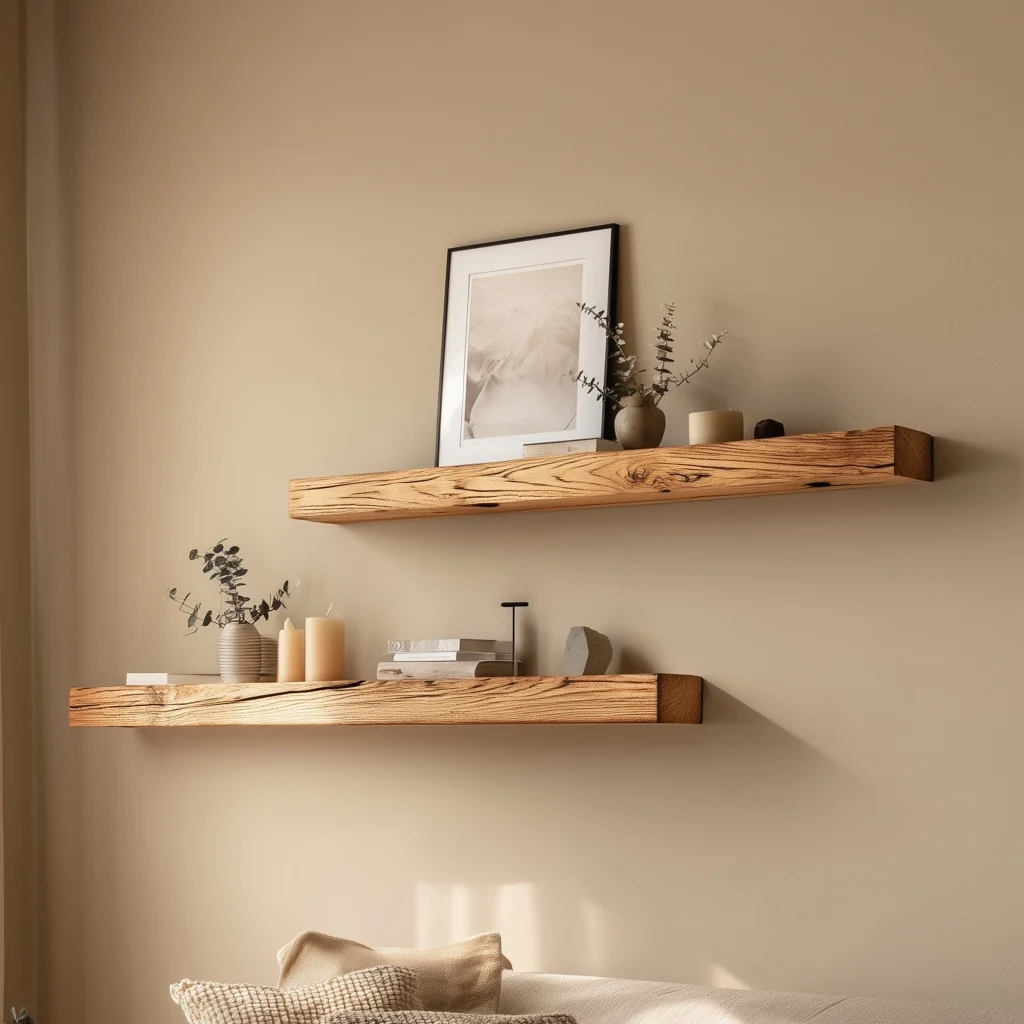 Calm Edge Wooden Floating Wall Shelves