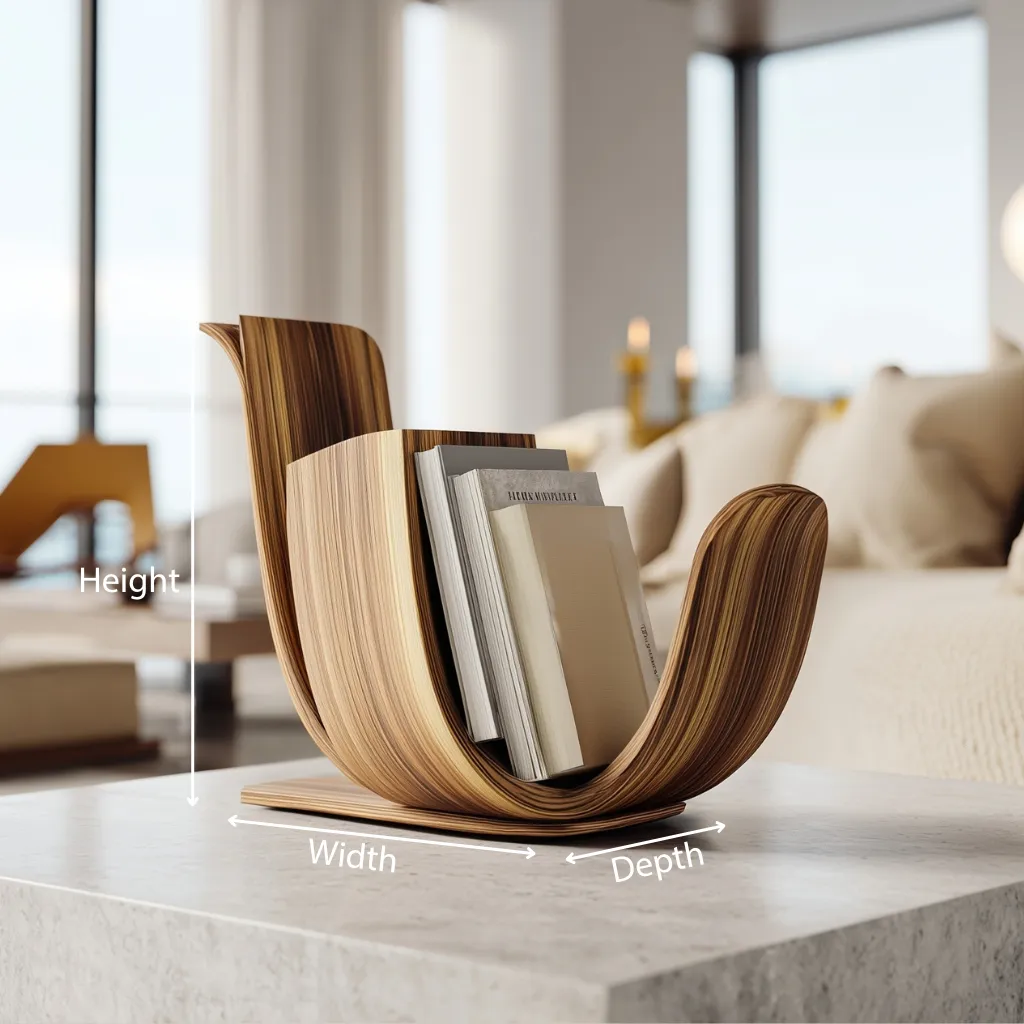 Curved Grain Wooden Magazine Holder - Image 5
