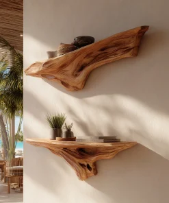 Floating Driftform Wooden Wall Shelves