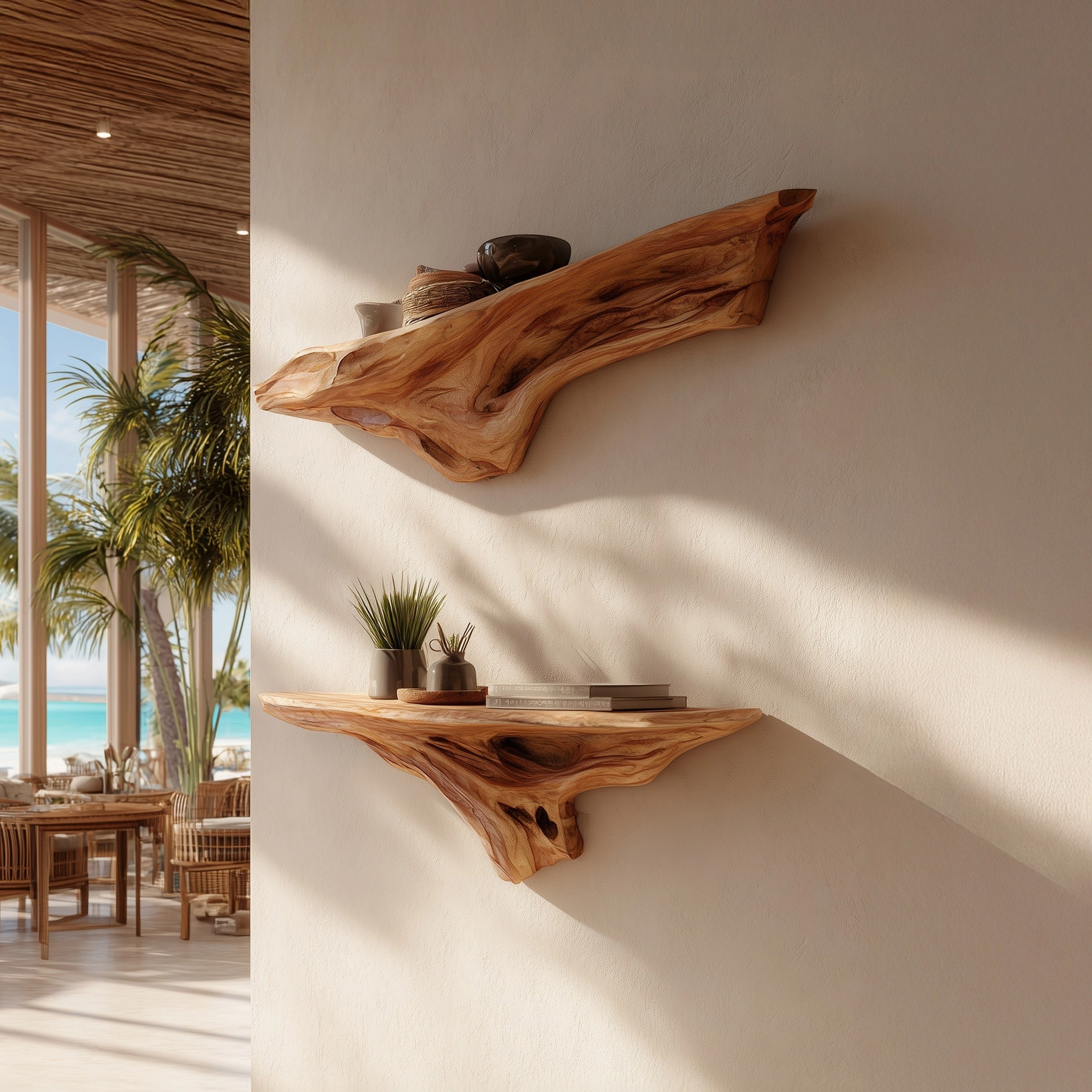 Floating Driftform Wooden Wall Shelves - Image 2