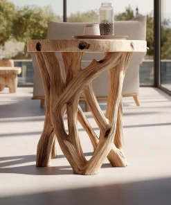 Interlaced Grain Solid Wood Side Table