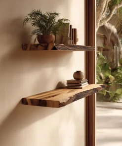Live Edge Wooden Floating Display Shelves
