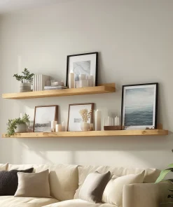 Minimal Linear Wooden Wall Display Shelves