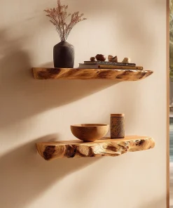Organic Edge Wooden Floating Display Shelves
