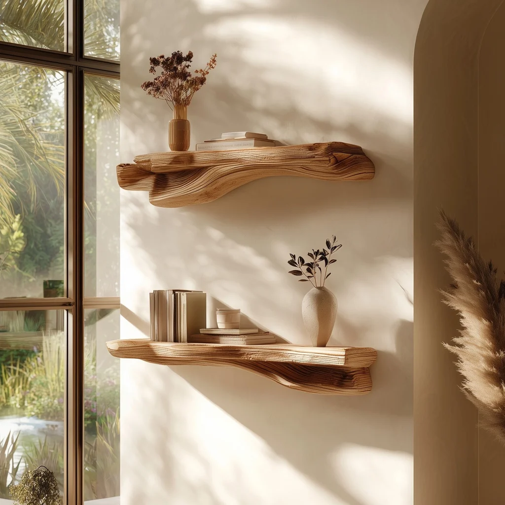 Organic Flow Wooden Wall Display Shelves