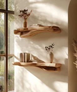 Organic Flow Wooden Wall Display Shelves