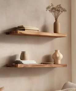 Refined Wooden Floating Wall Shelves