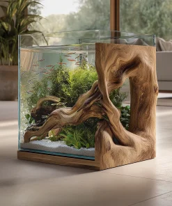 Sculpted Wooden Frame Aquarium With Integrated Drift Form