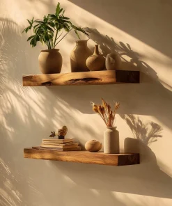 Warm Grain Wooden Floating Wall Shelves