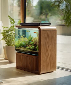 Wooden Vertical Aquarium Side Cabinet With Display Window